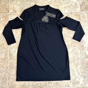 Killstar Long Sleeve Cold Shoulder Dress Women's 4XL Cosmic Shift Black Gothic